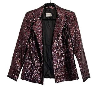 Vintage The Gilberts for‎ Tally Burgundy Black Sequin Blazer Evening Jacket